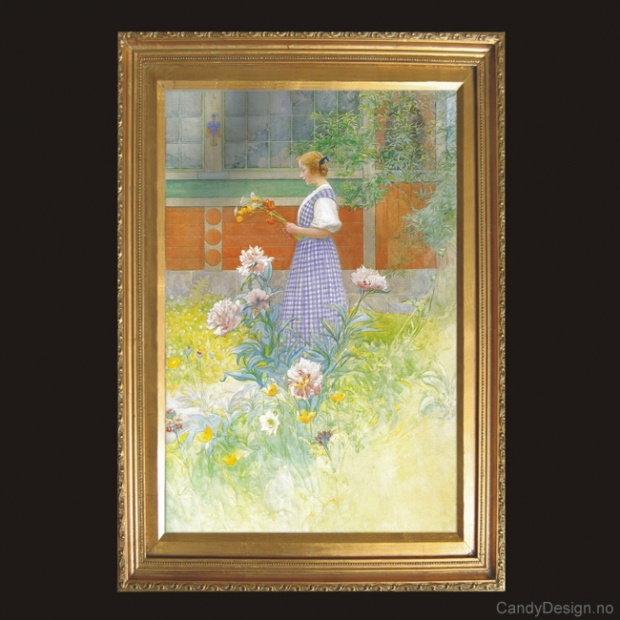 Oljemaleri  Lisbeth med pioner