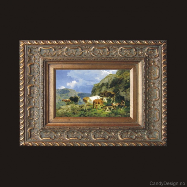 Oljemaleri  Middagshvile på fjellet