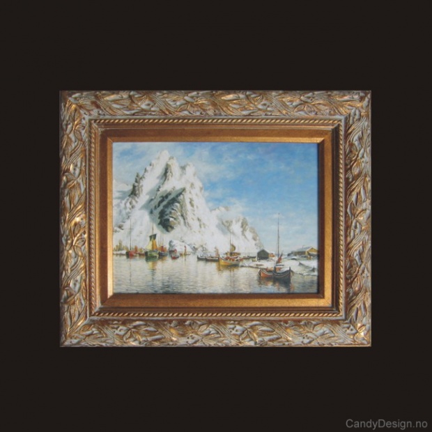 Oljemaleri  Havneparti fra Svolvær