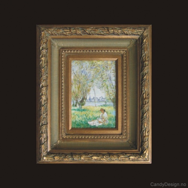 Oljemaleri  Woman Sitting under the Willous  