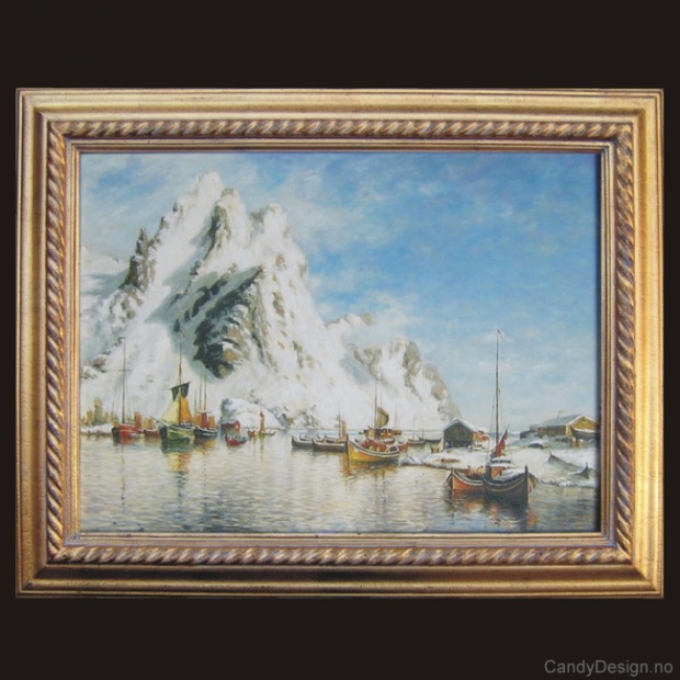 Oljemaleri  Havneparti fra Svolvær