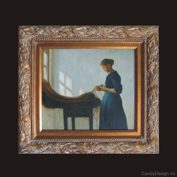 Ung Fiskerpige stener Garn