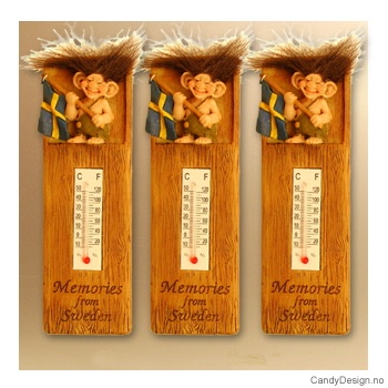 Troll med norsk flagg på suvenir termometer med magnet