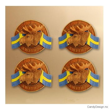 Round souvenir magnets with swedish flag  Moosehead
