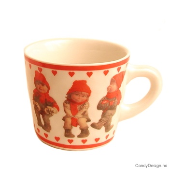 Krus med motiv - Vinterbarn m/små hjerter  