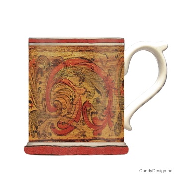 Krus med motiv - Antique brun rosemaling