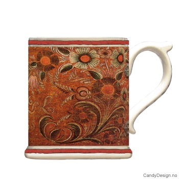 Krus med motiv - Antique rødbrun rosemaling