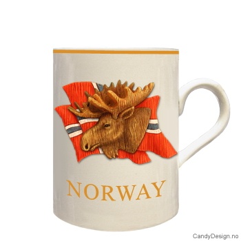 Mug with wooden flags with moose