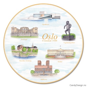 Big souvenir plate with Oslo motif