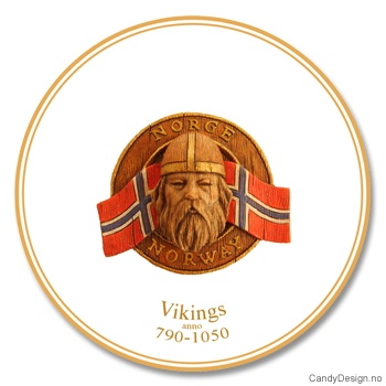 Woodstyle souvenir plate with Norwegian flag and viking head