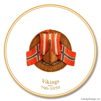 Woodstyle souvenir plate with Norwegian flag and viking head