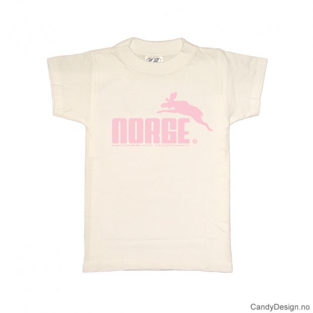 1-2 years- Children white w/pink Norge with moose print classic T-shirt