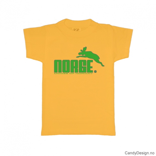 S- Men classic T-shirt yellow with green Norge with moose print