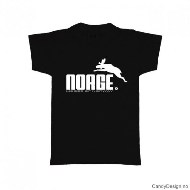 L- Men classic T-shirt black with white Norge with moose print