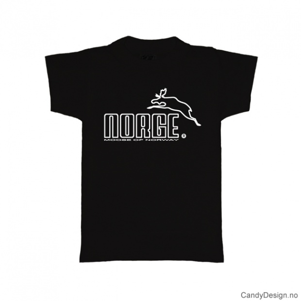 S- Men classic T-shirt black with white Norge with moose print