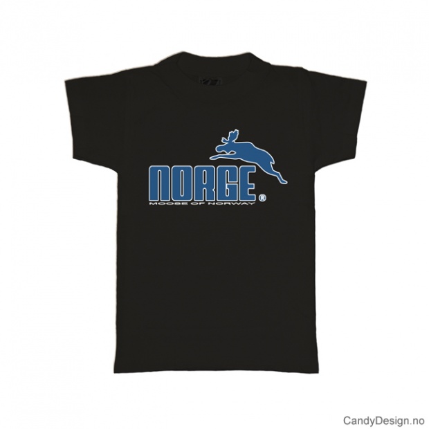 S- Men classic T-shirt black with blue Norge with moose print
