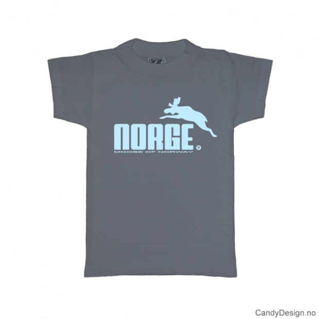 S- Men classic T-shirt blue-gray with light blue Norge with moose print