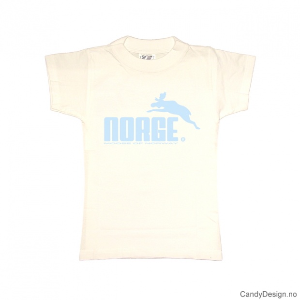 XS- Women white w/light blue Norge with moose print classic T-shirt