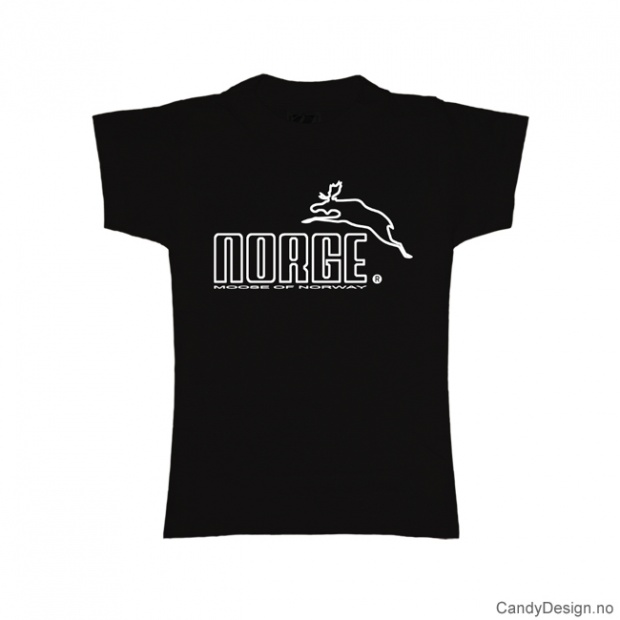 L- Women black w/white Norge with moose print classic T-shirt