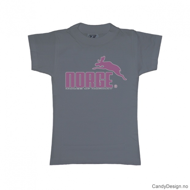 XS- Women greyblue w/lilac Norge with moose print classic T-shirt