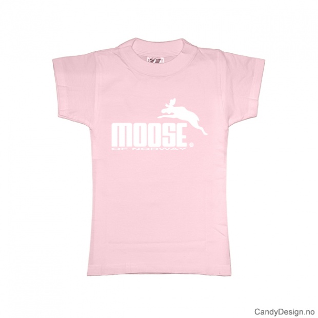 M - Dame classic T-skjorte rosa med hvitt Moose med elg trykk