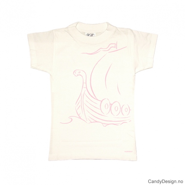 L- Ladies Classic T-shirt white w/pink vikingship print