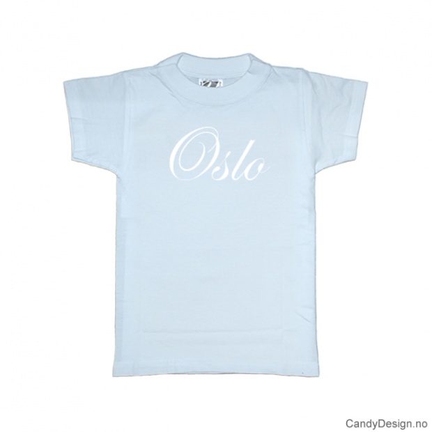 XS - Ladies Classic T-shirt Oslo light blue w/white print