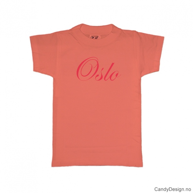 XL - Ladies Classic T-.shirt Oslo peach with red print