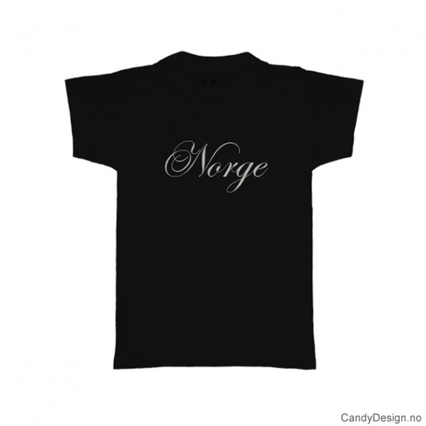 L - Ladies Classic T-shirt Norge black with white print - L