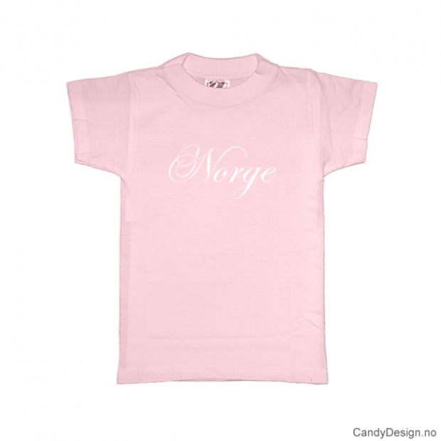 XS - Dame T-skjorte Norge rosa med hvitt trykk