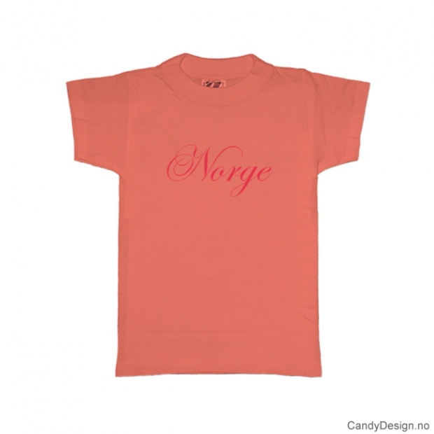 L - Ladies Classic T-shirt Norge peach with red print - L