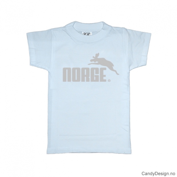1-2 years- Children Classic T-shirt light blue with silver print - Norge + Elg