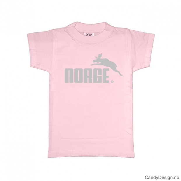 1-2 years- Children Classic T-shirt light pink with silver print - Norge + Elg