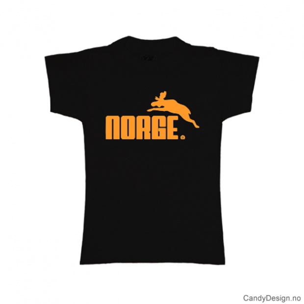 XL- Dame Classic T-skjorte sort med gull trykk - Norge + Elg