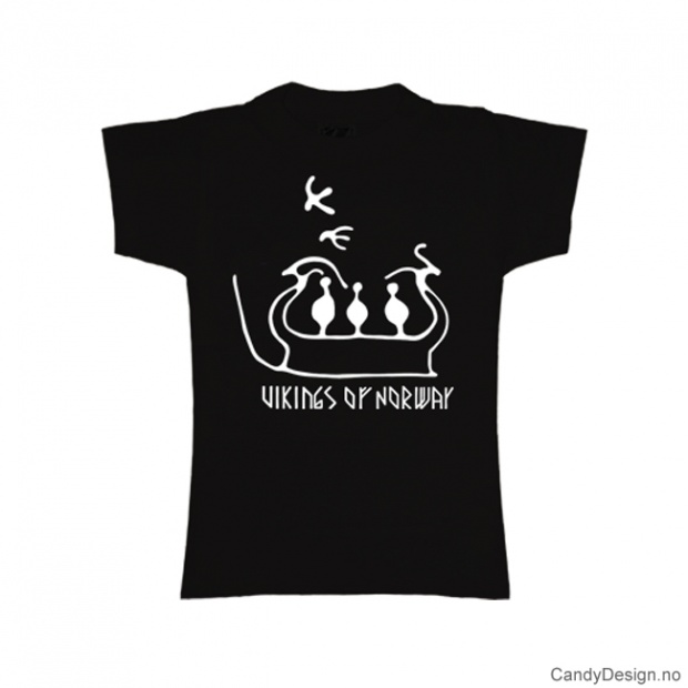 L- Ladies Classic T-shirt black with white print - Vikings of Norway