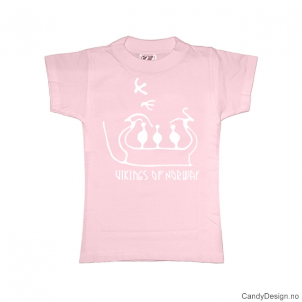 M- Dame Classic T-skjorte lys rosa med hvitt trykk - Vikings of Norway