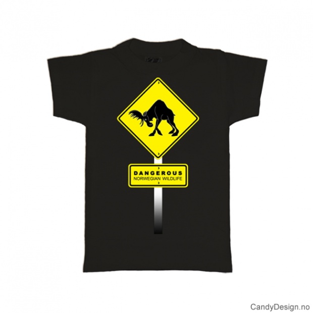 L- Men Classic T-shirt black with yellow warning sign - Dangerous Norwegian Wildlife