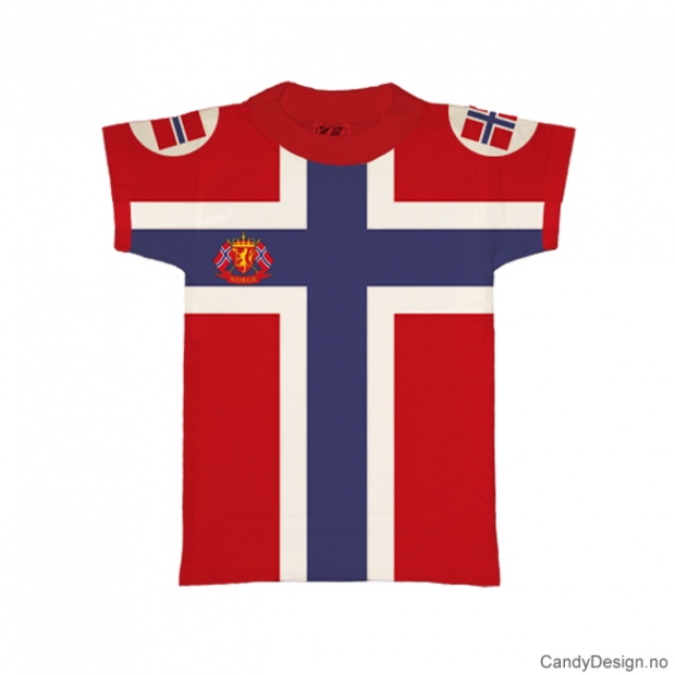 1-2 years- Children Classic T-shirt red with the Norwegian flag