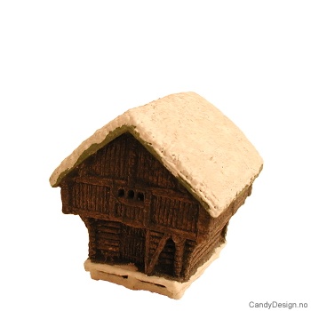 Old storehouse souvenir with snow