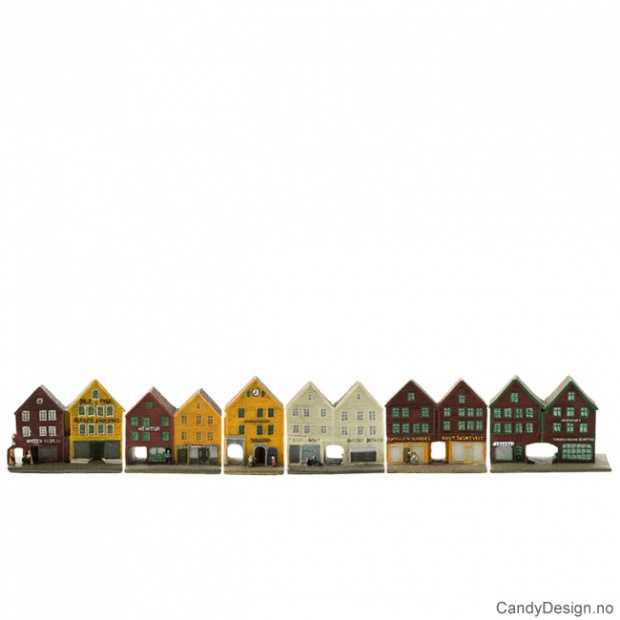 Bryggen i Bergen hus suvenir dobbel