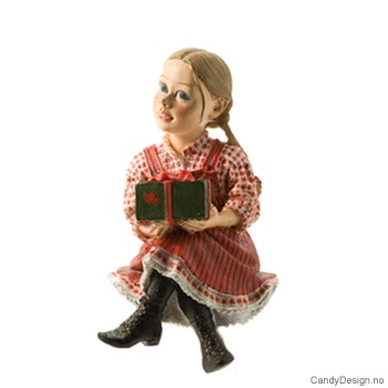 Carl larsson julebarn figur - Pike med rødrutet kjole