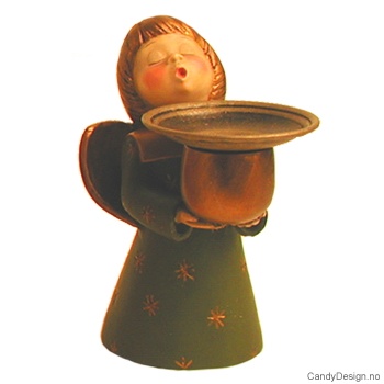 Engel med lysholder - Mose grønn