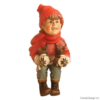 Kantsittende Julebarn - Gutt med skøyter