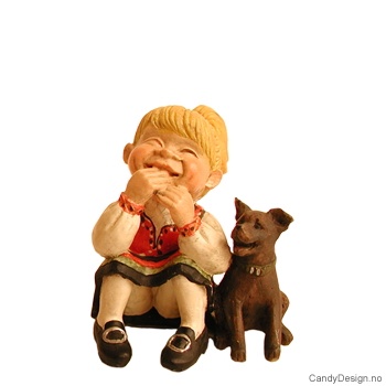 Traditional Norwegian costume figurine  Girl with dog