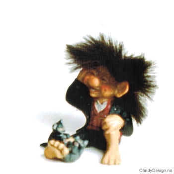 Troll with traditional Norwegian costume  Troll boy with cat