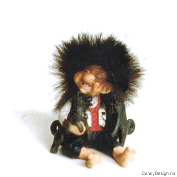 Troll with traditional Norwegian costume  Troll boy with two dogs