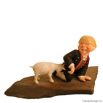 Children in traditional Norwegian costume on rocks