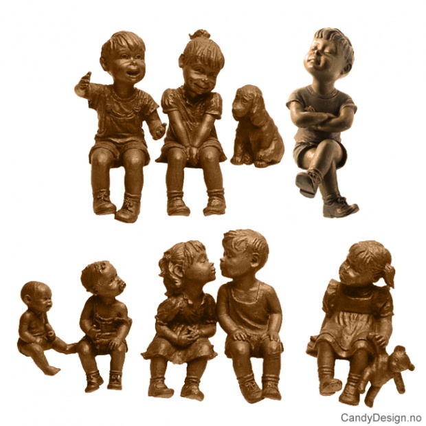 Sitting children in bronze finish  Assorted