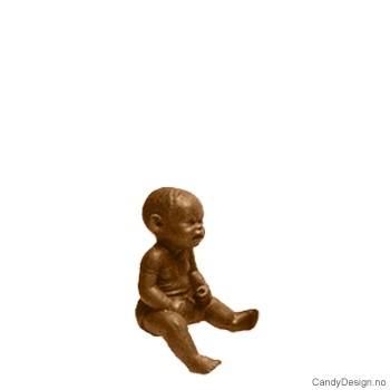 Kantsittende barn i bronse - Baby
