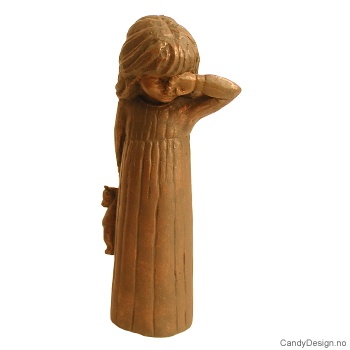 Children with bronze finish  Girl in nightgown with teddybear